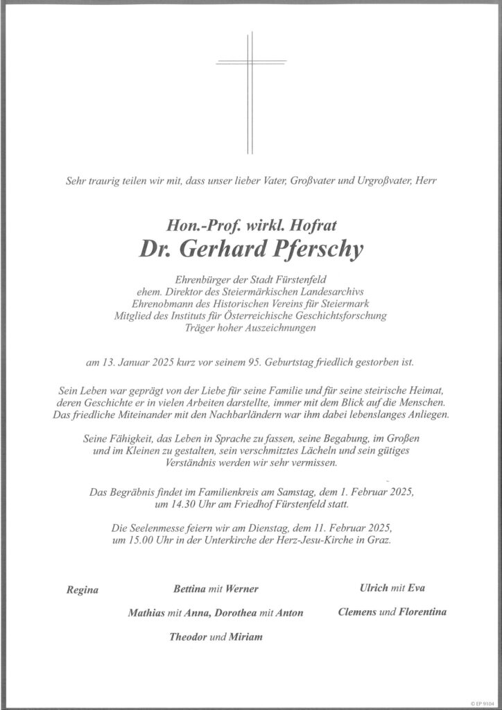 Hon. Prof. wirkl. Hofrat Dr. Gerhard Pferschy